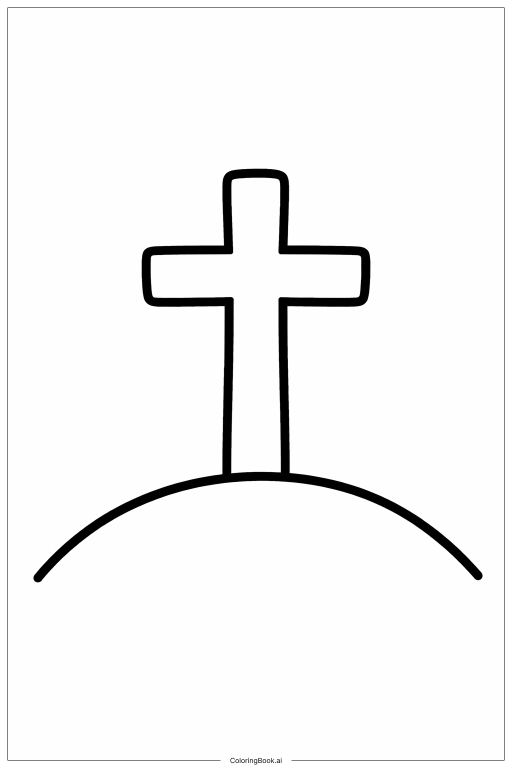  Cross On Hill Coloring Page 