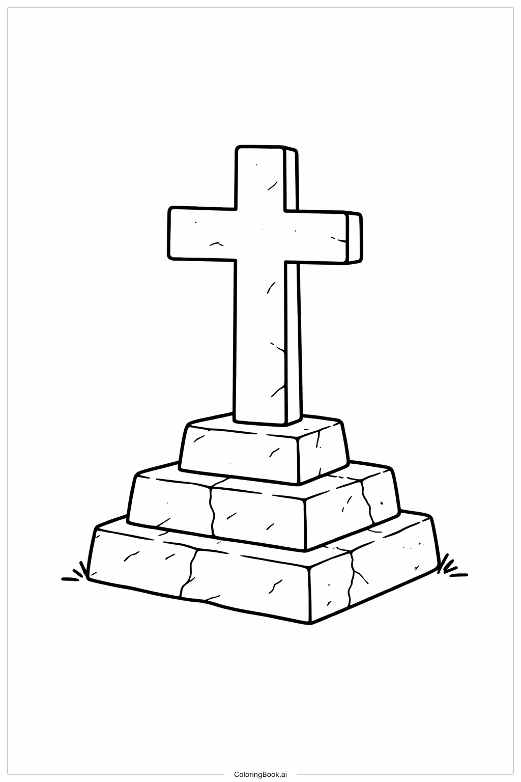  Cross On Stone Base Coloring Page 