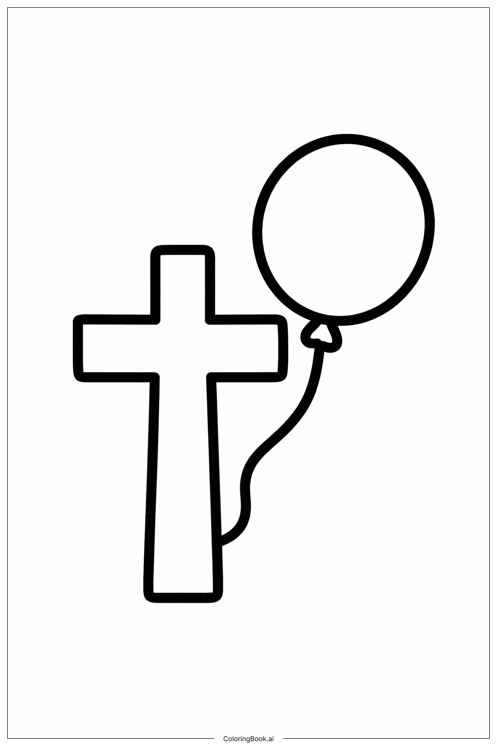  Cross With Balloon Coloring Page 