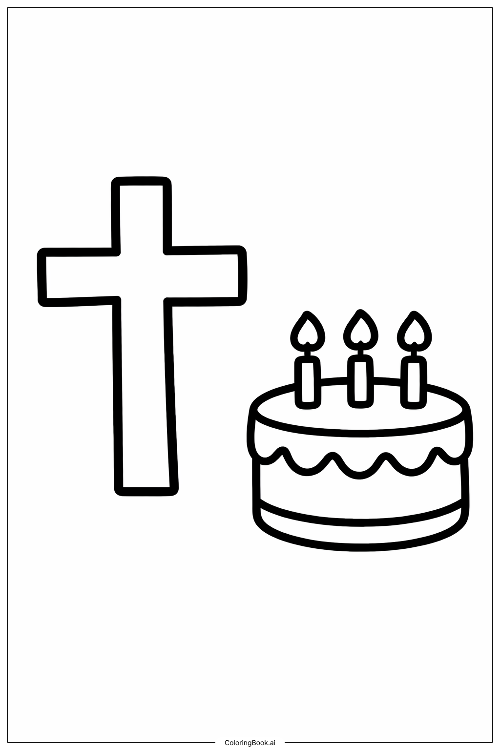  Page de coloriage Croix avec gâteau 