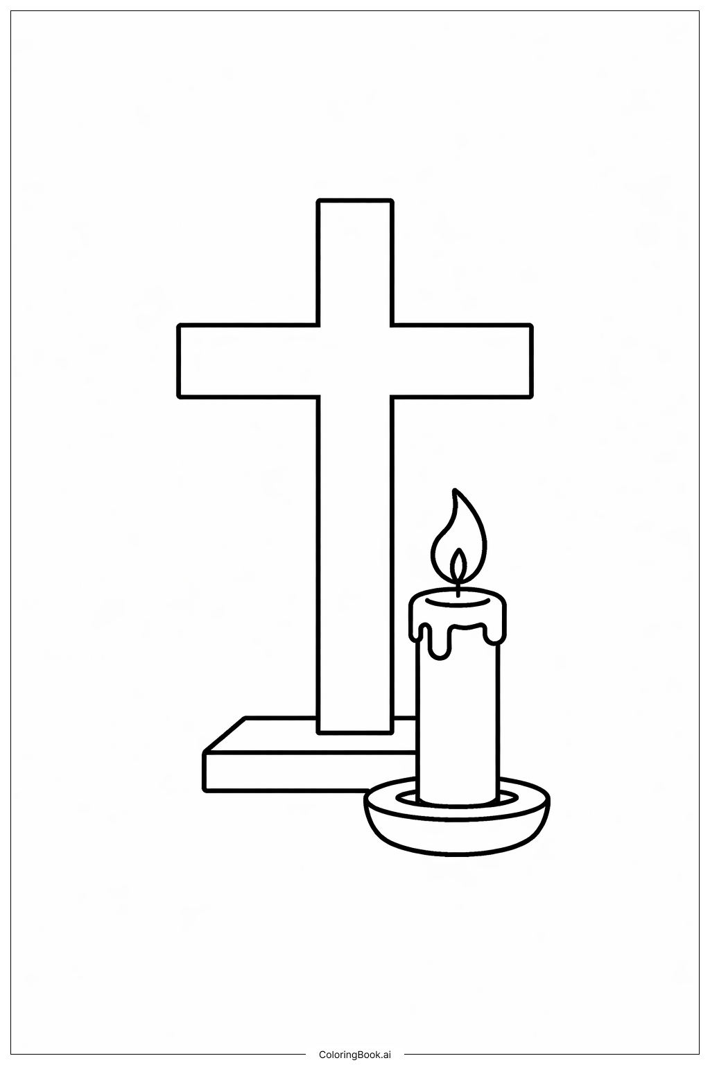 Page de coloriage Croix avec Bougie 