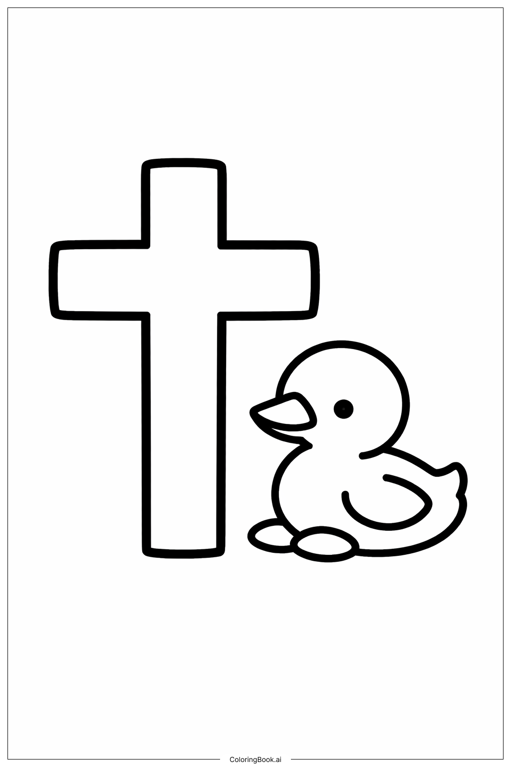  Cross With Duck Coloring Page 