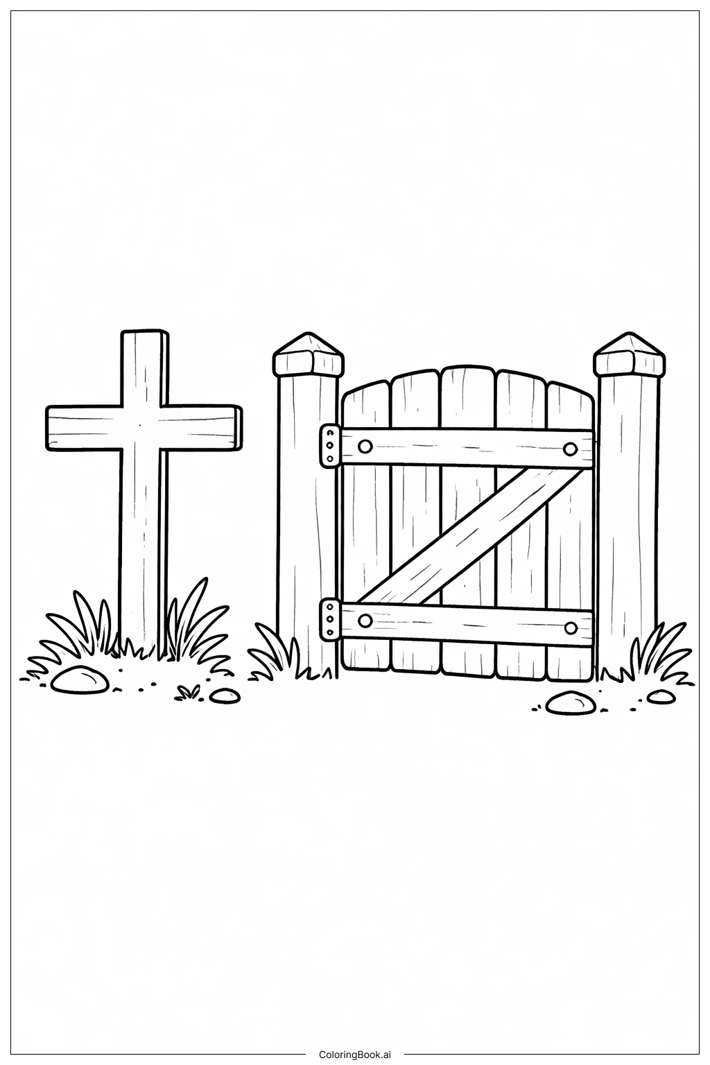  Kreuz mit Tor Ausmalseite 