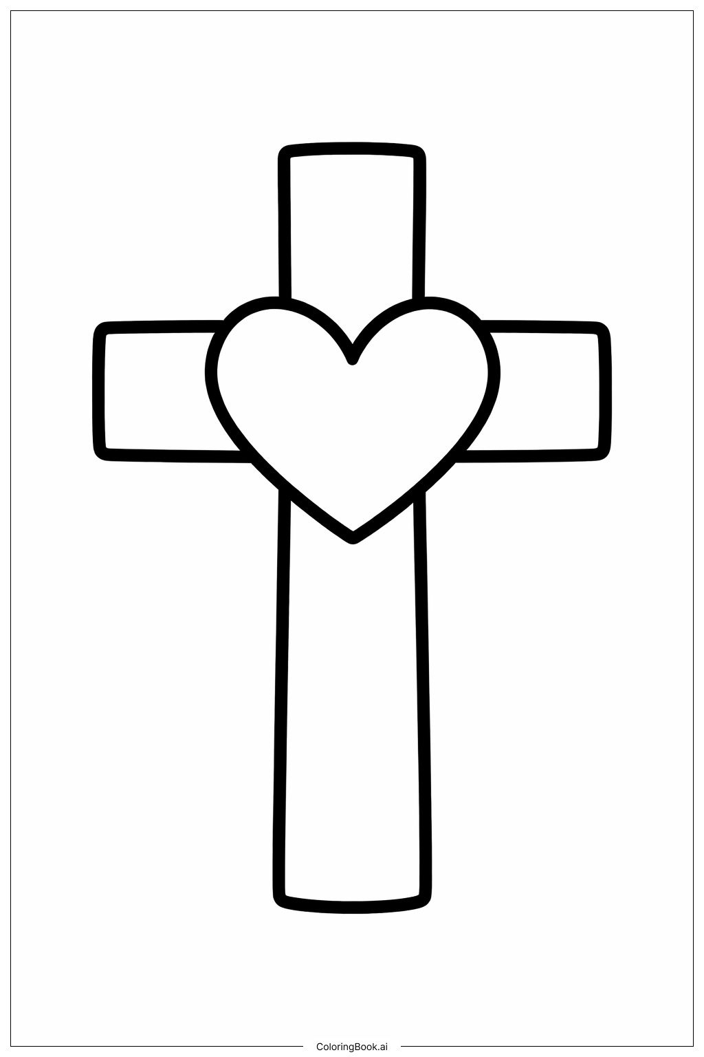  Cross With Heart Coloring Page 