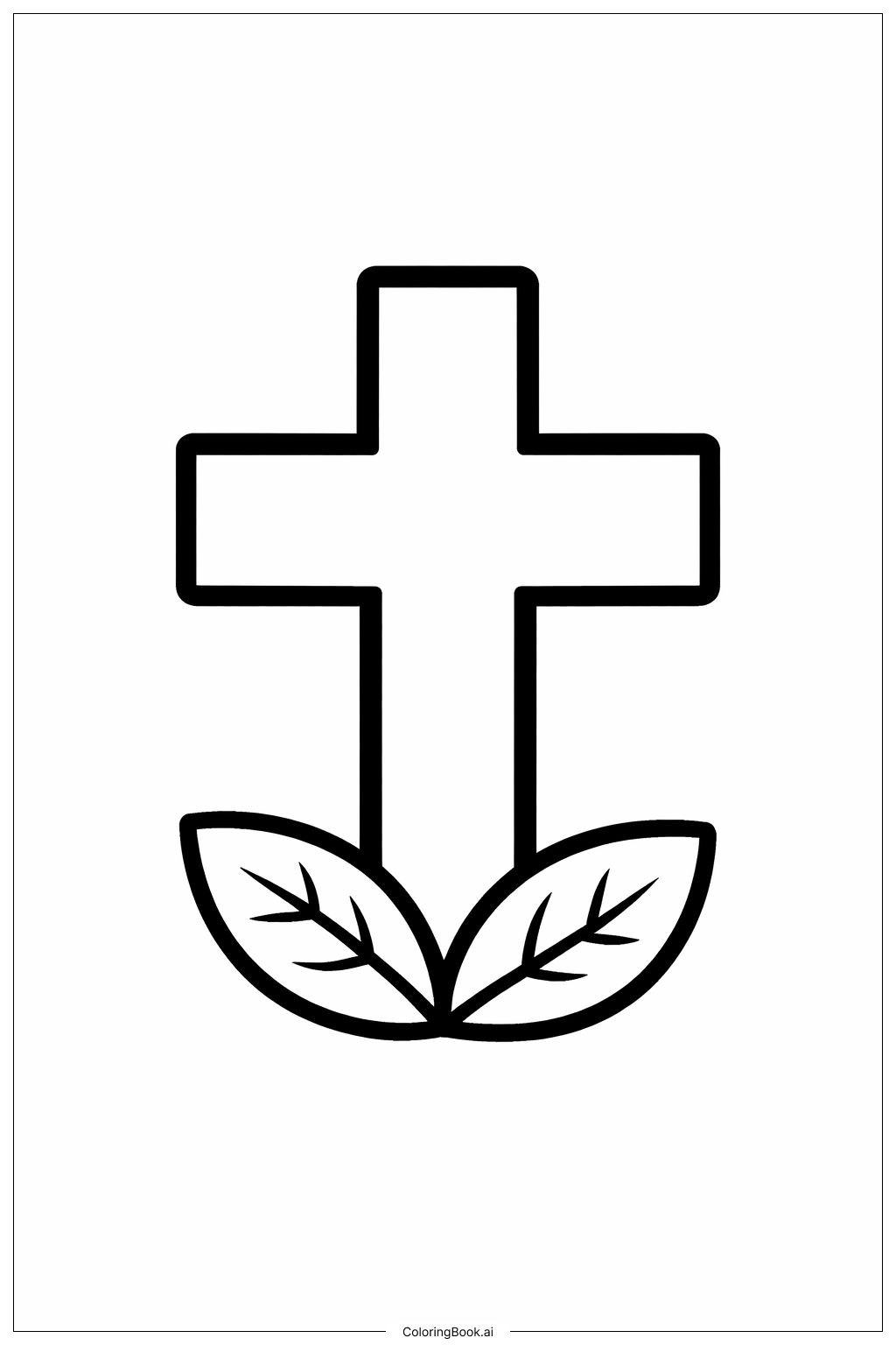  Cross With Leaves Coloring Page 