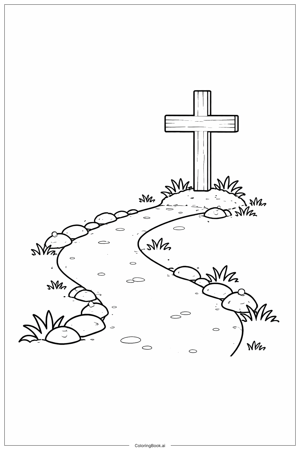  Cross With Pathway Coloring Page 