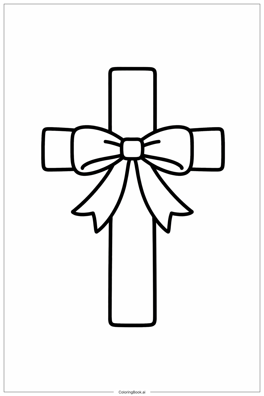  Cross With Ribbon Coloring Page 