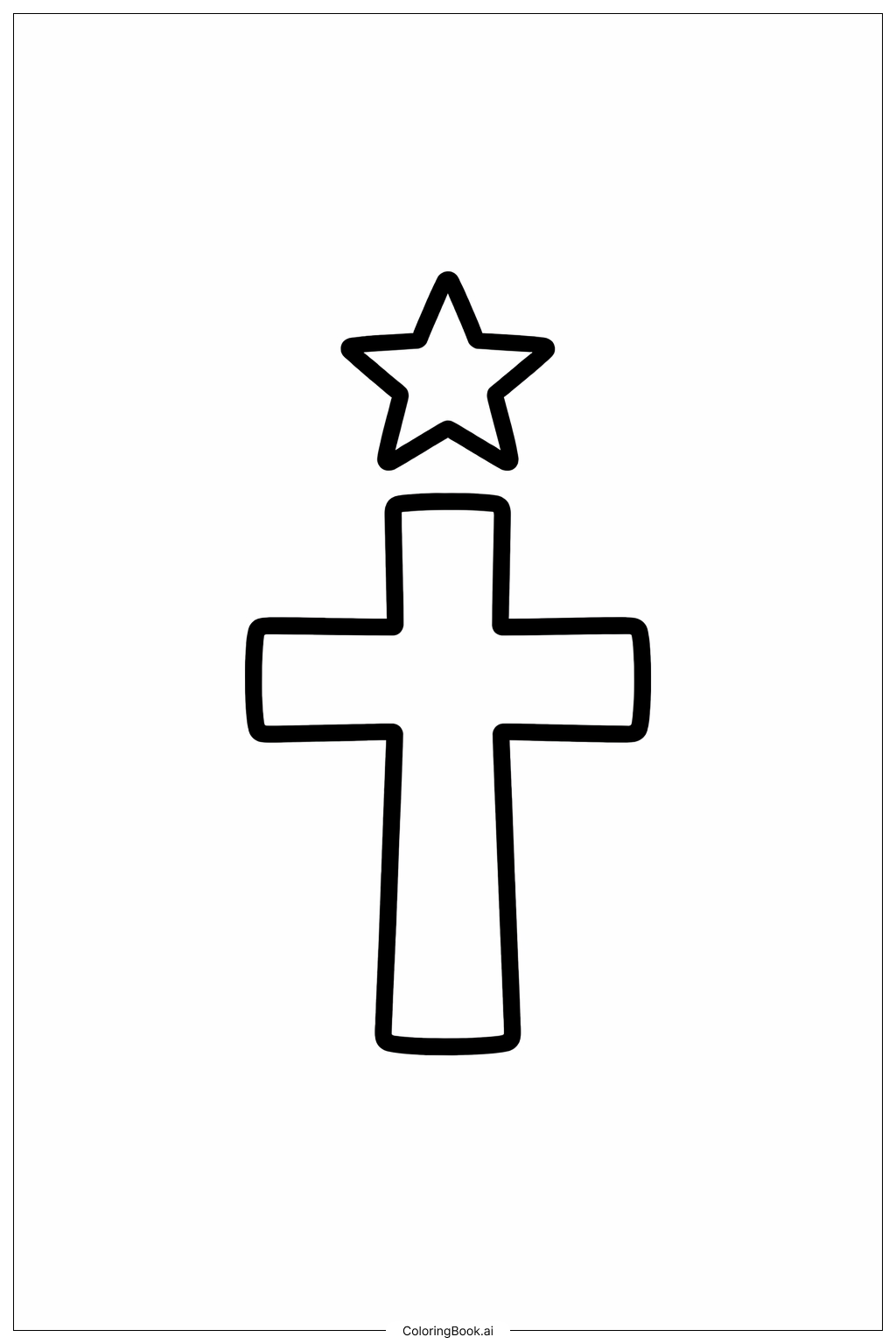  Cross With Star Coloring Page 