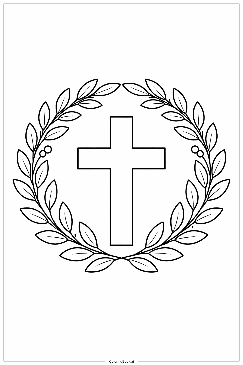  Cross With Wreath Coloring Page 
