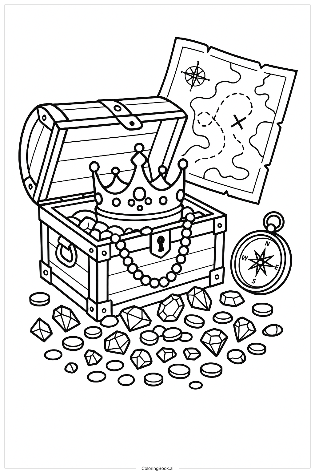 보물 상자 위의 왕관