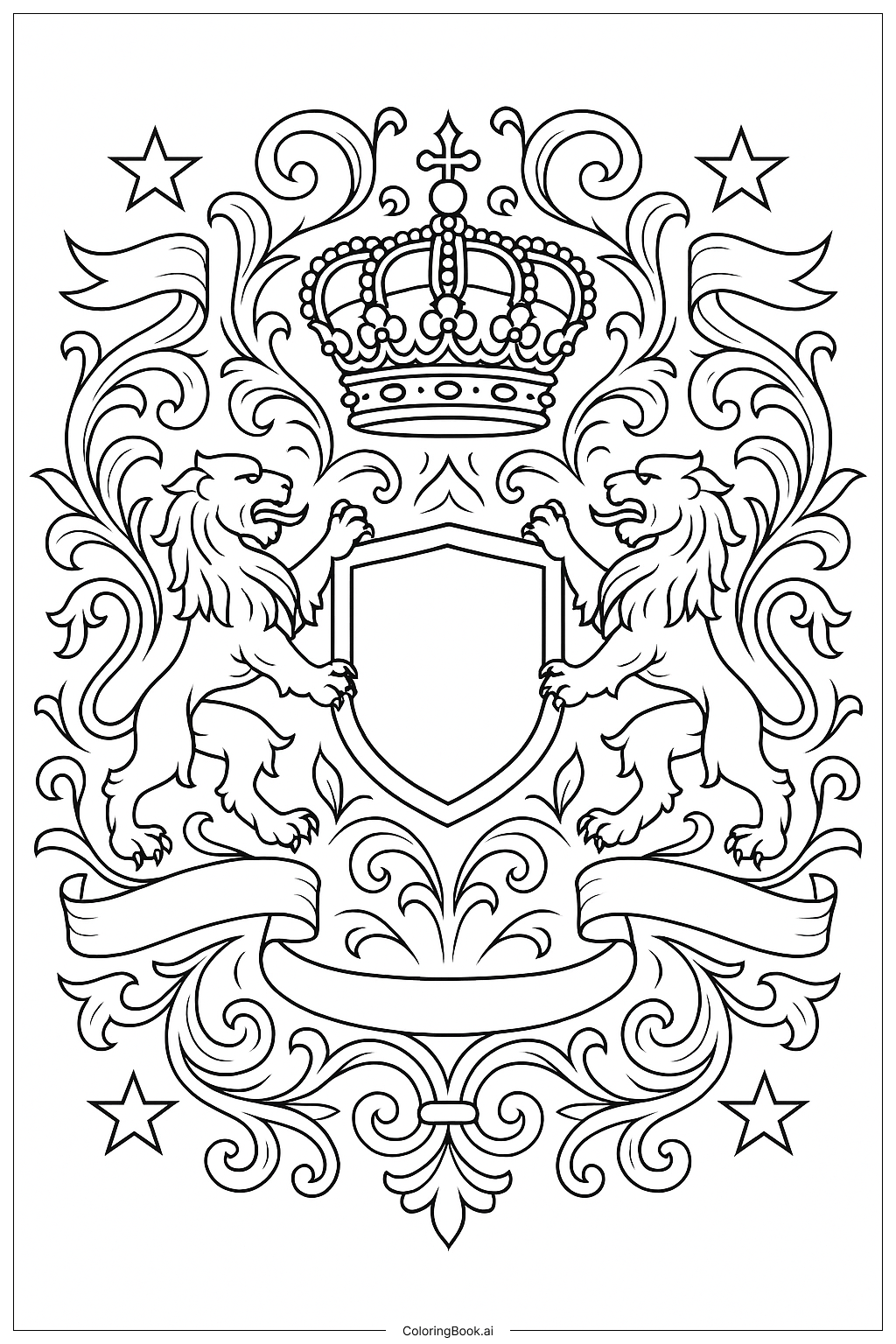 문장 방패가 있는 왕관