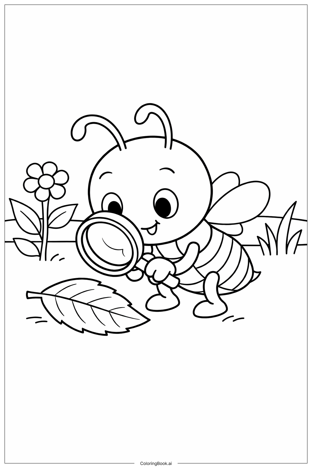  Page de coloriage Explorateur d'insectes curieux 