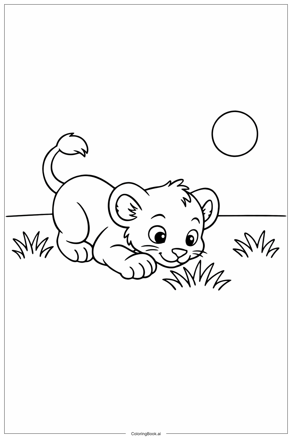  호기심 많은 사자 새끼 나를 동물원에 넣어줘 색칠공부 페이지 