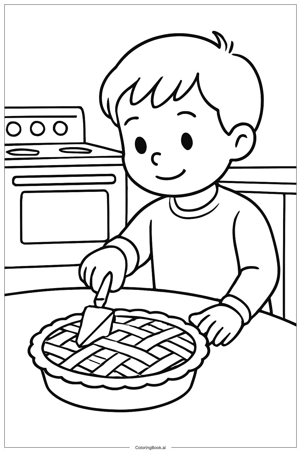  切蘋果派著色頁 