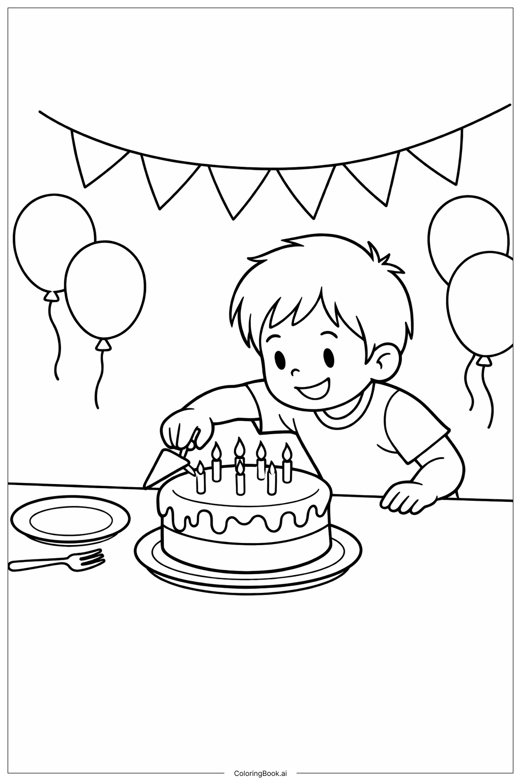  Cut Birthday Cake Coloring Page 