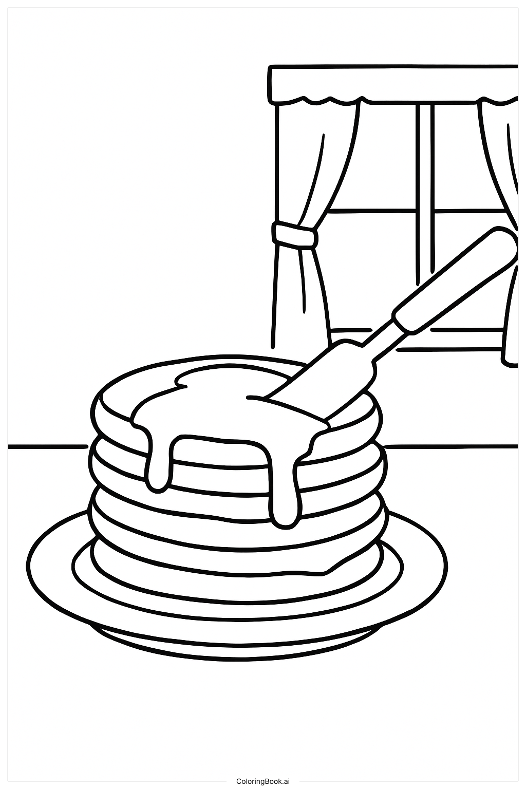  Página para colorir de Empilhar Panquecas e Cortar 