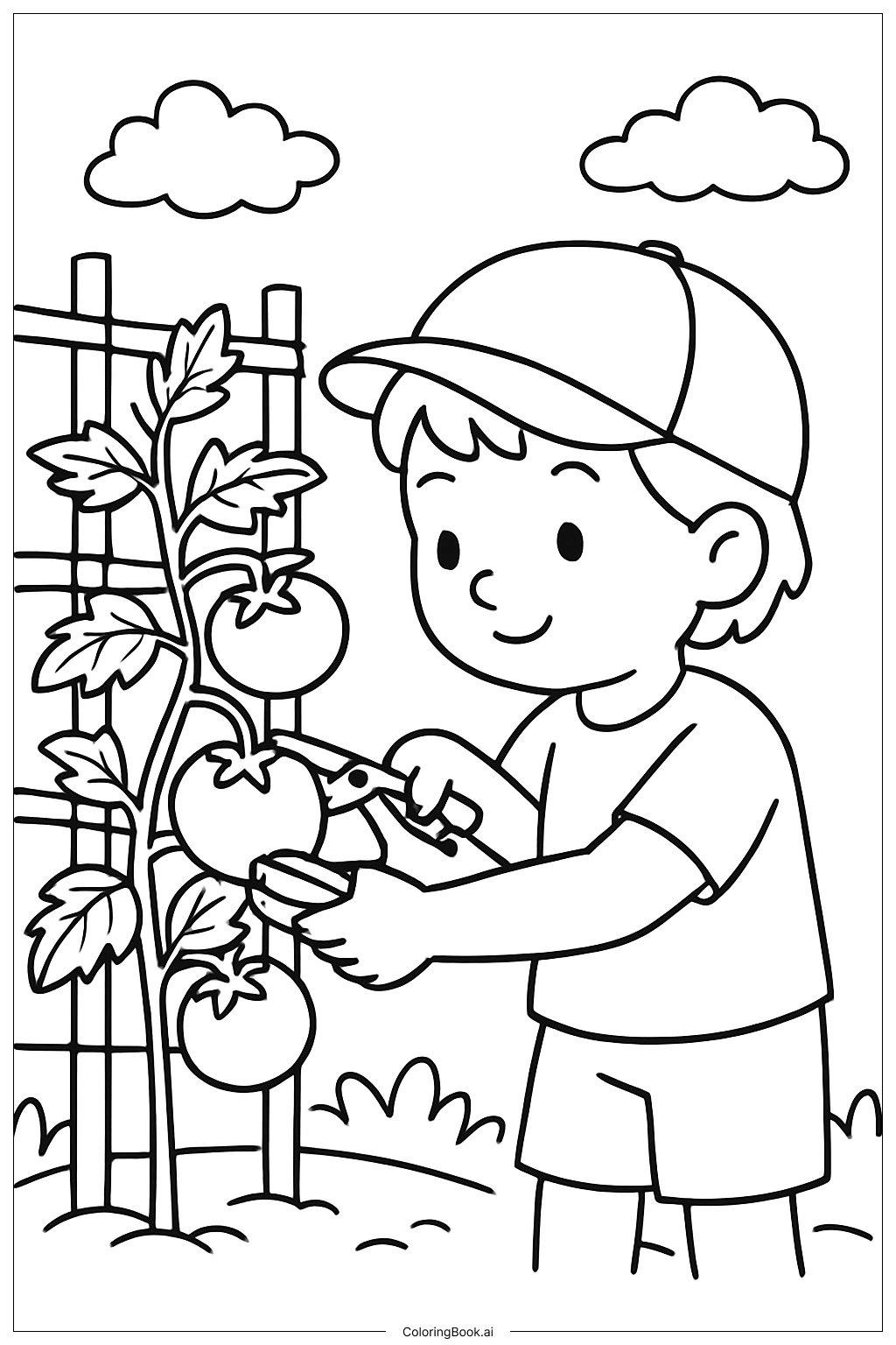  Cut Tomato Garden Coloring Page 