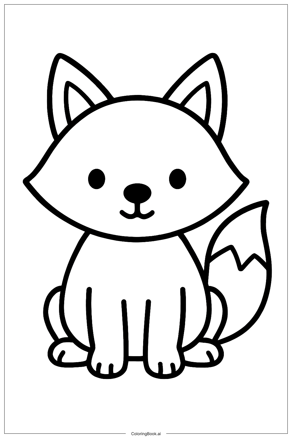  かわいい動物の赤ちゃんキツネの塗り絵ページ 