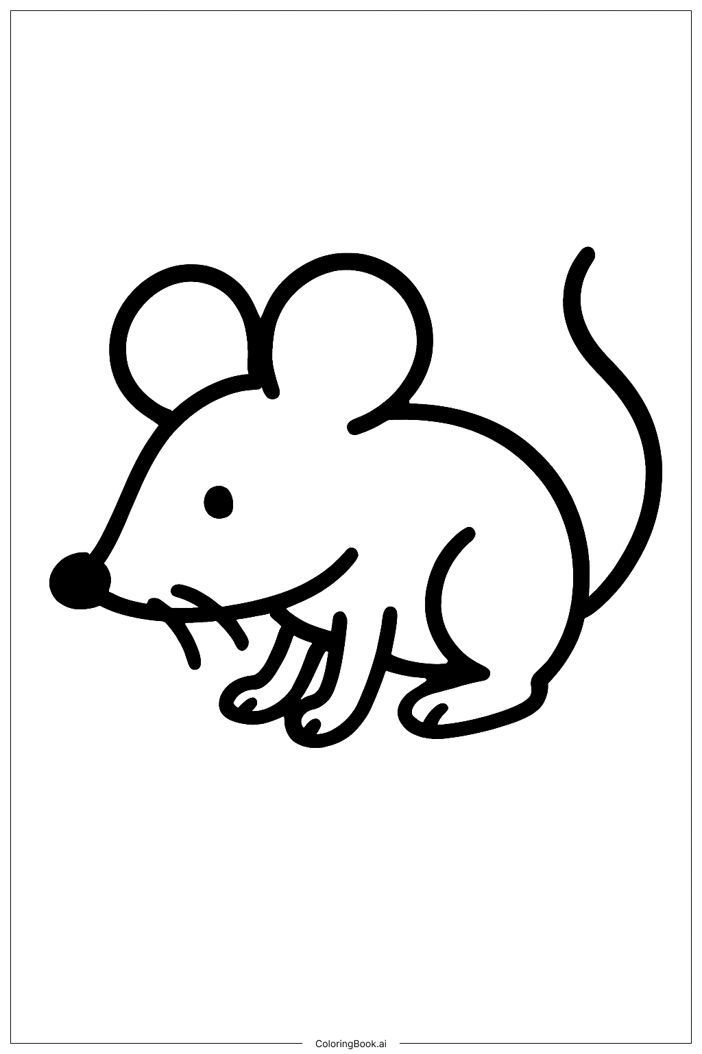  かわいい動物の好奇心旺盛なネズミの塗り絵ページ 