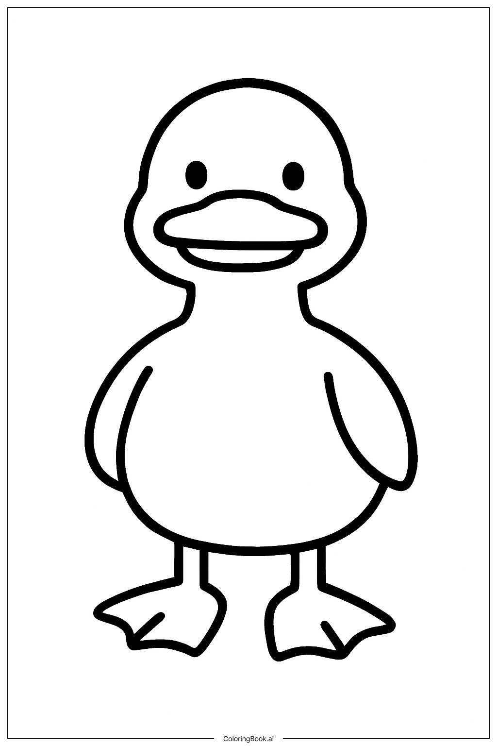  かわいい動物の友好的なアヒルの塗り絵ページ 