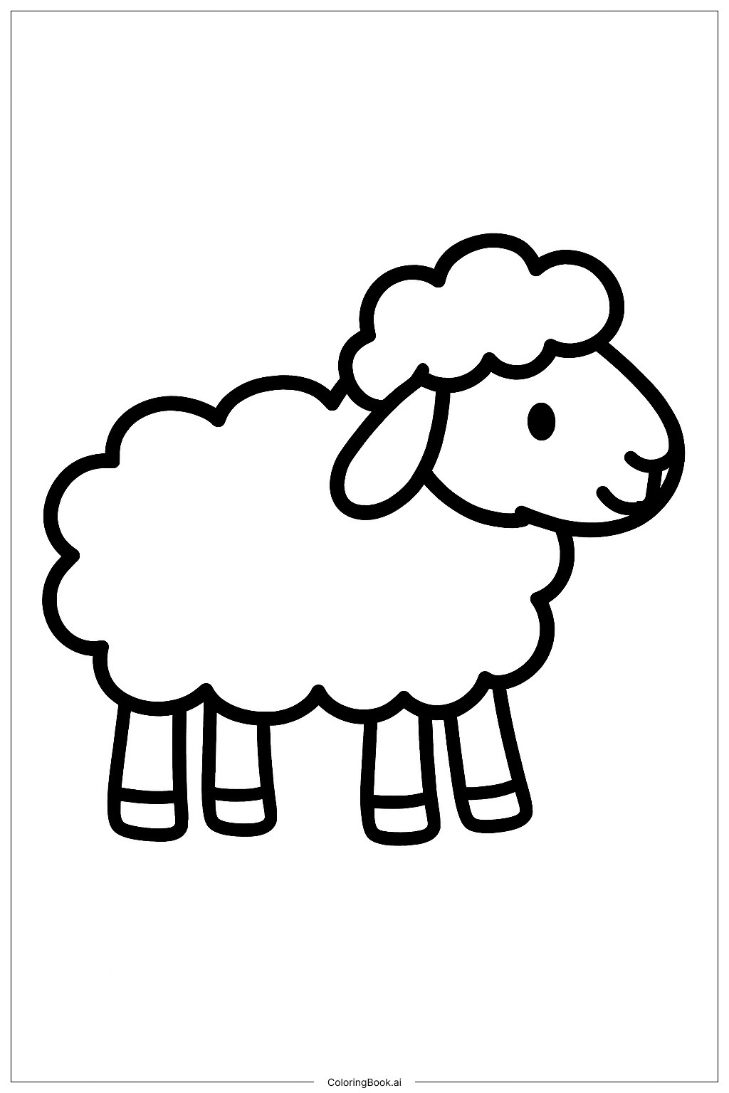 Cute Animal Gentle Lamb Coloring Page