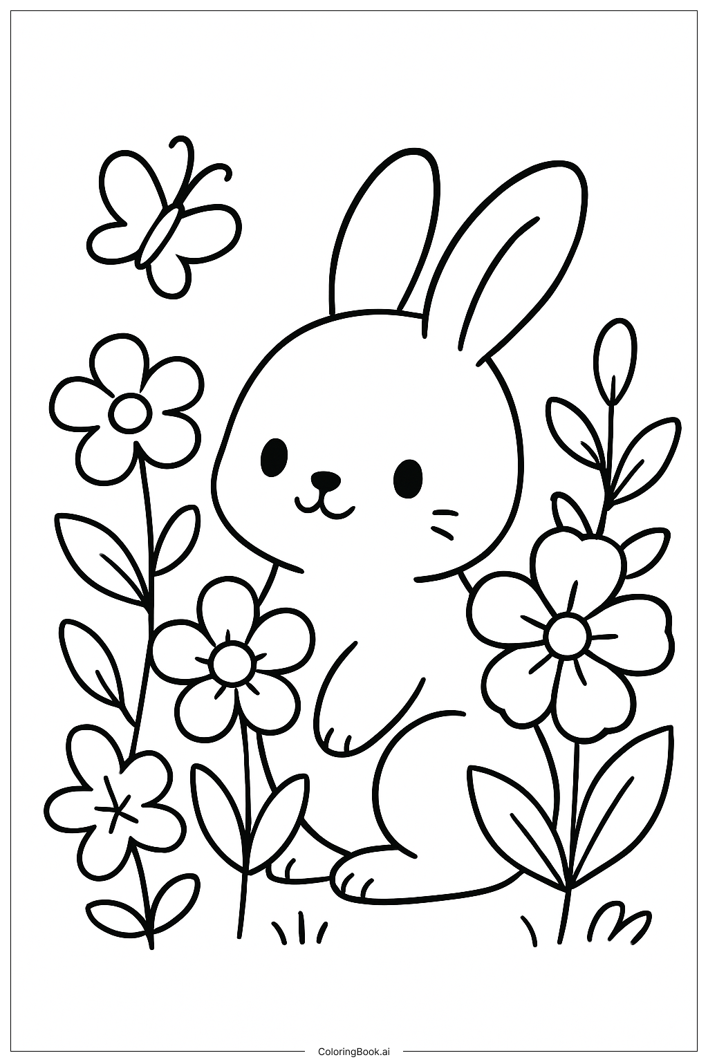  かわいい動物の庭の塗り絵ページ 