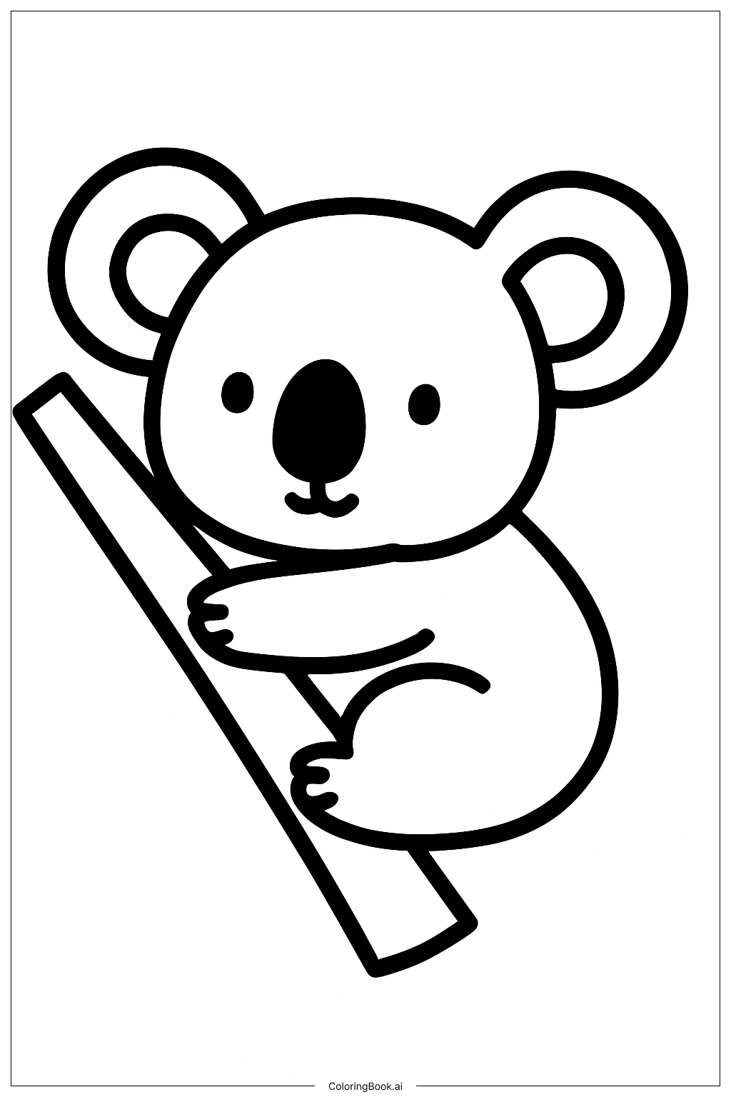  かわいい動物の小さなコアラの塗り絵ページ 