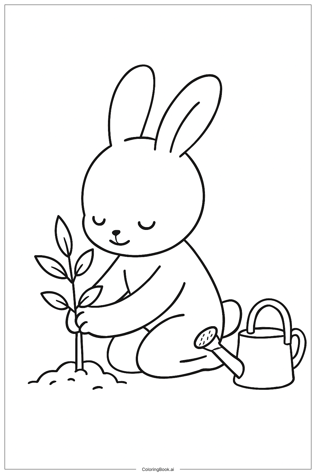  かわいい動物の植樹の塗り絵ページ 