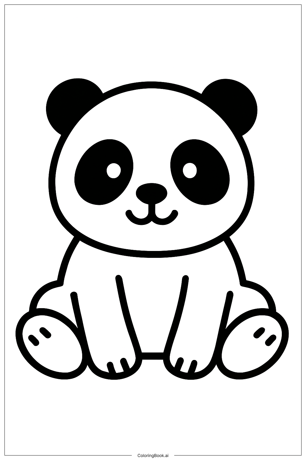  かわいい動物の遊び好きなパンダの塗り絵ページ 