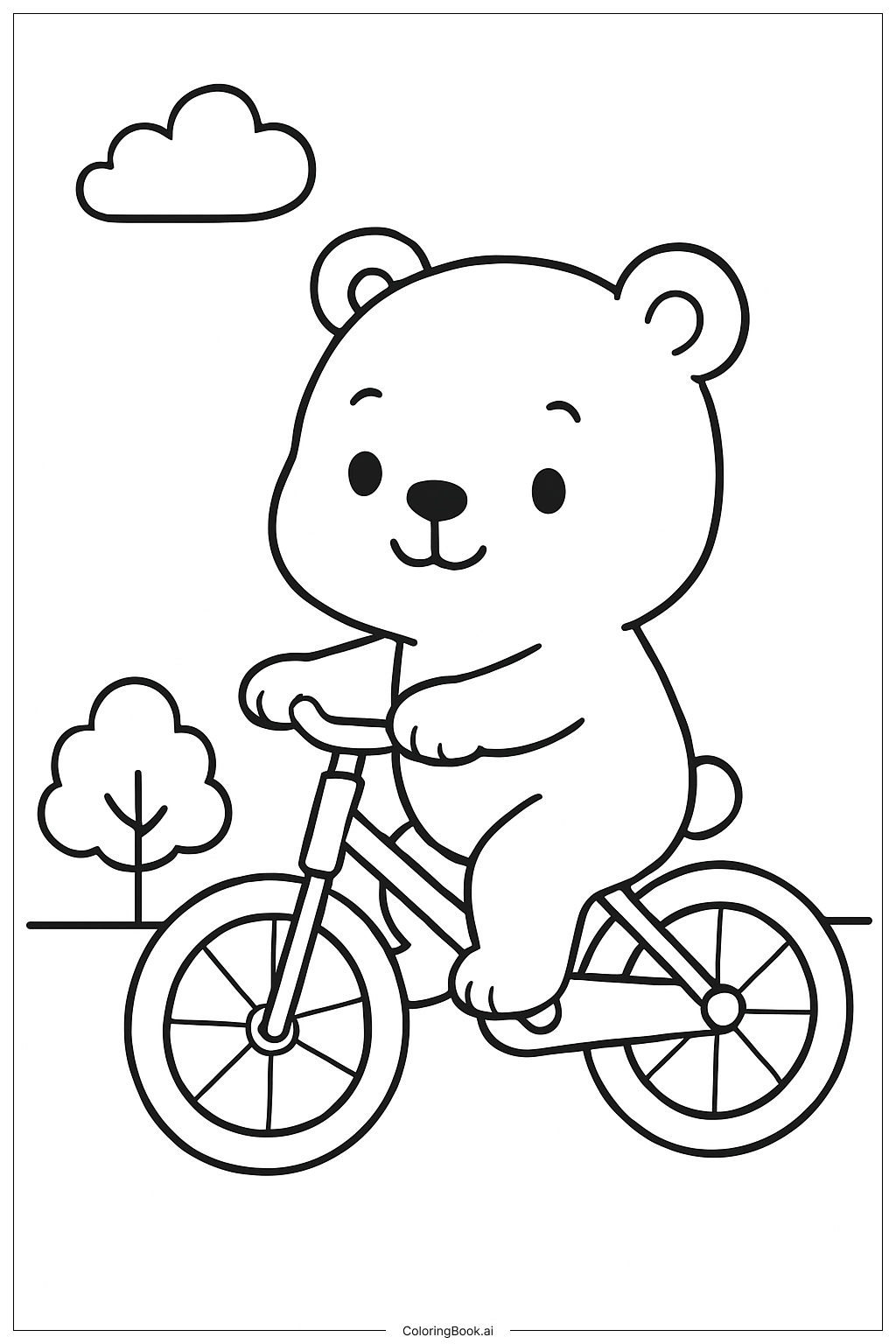  かわいい動物の自転車乗りの塗り絵ページ 