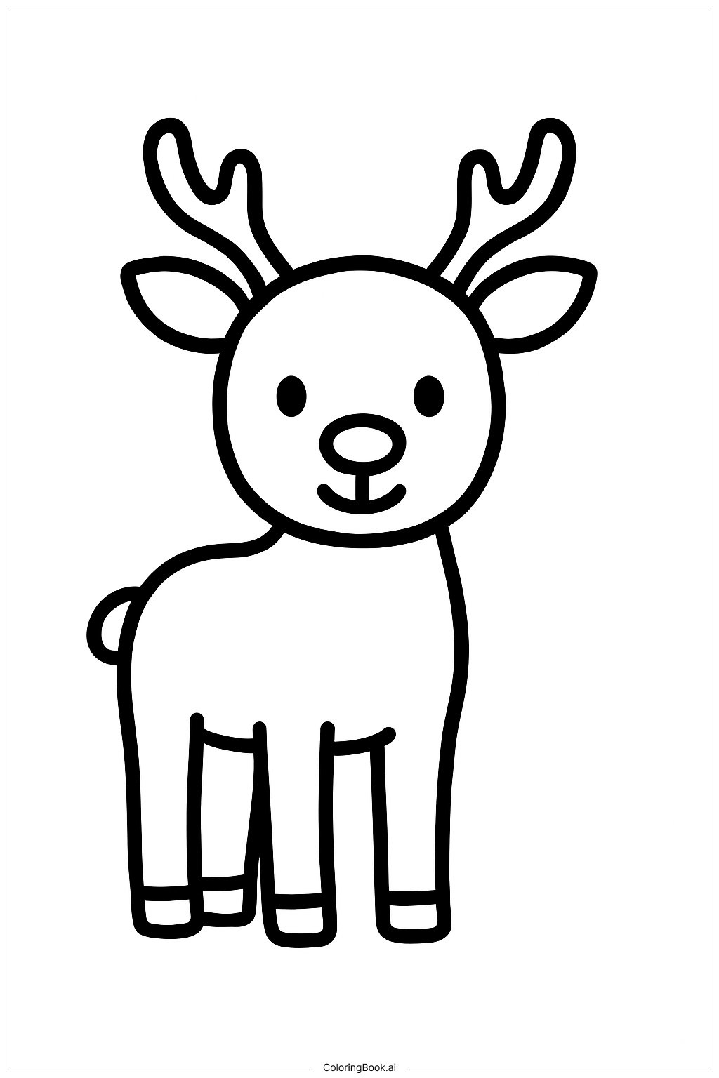  かわいいシンプルな動物のシカの塗り絵ページ 