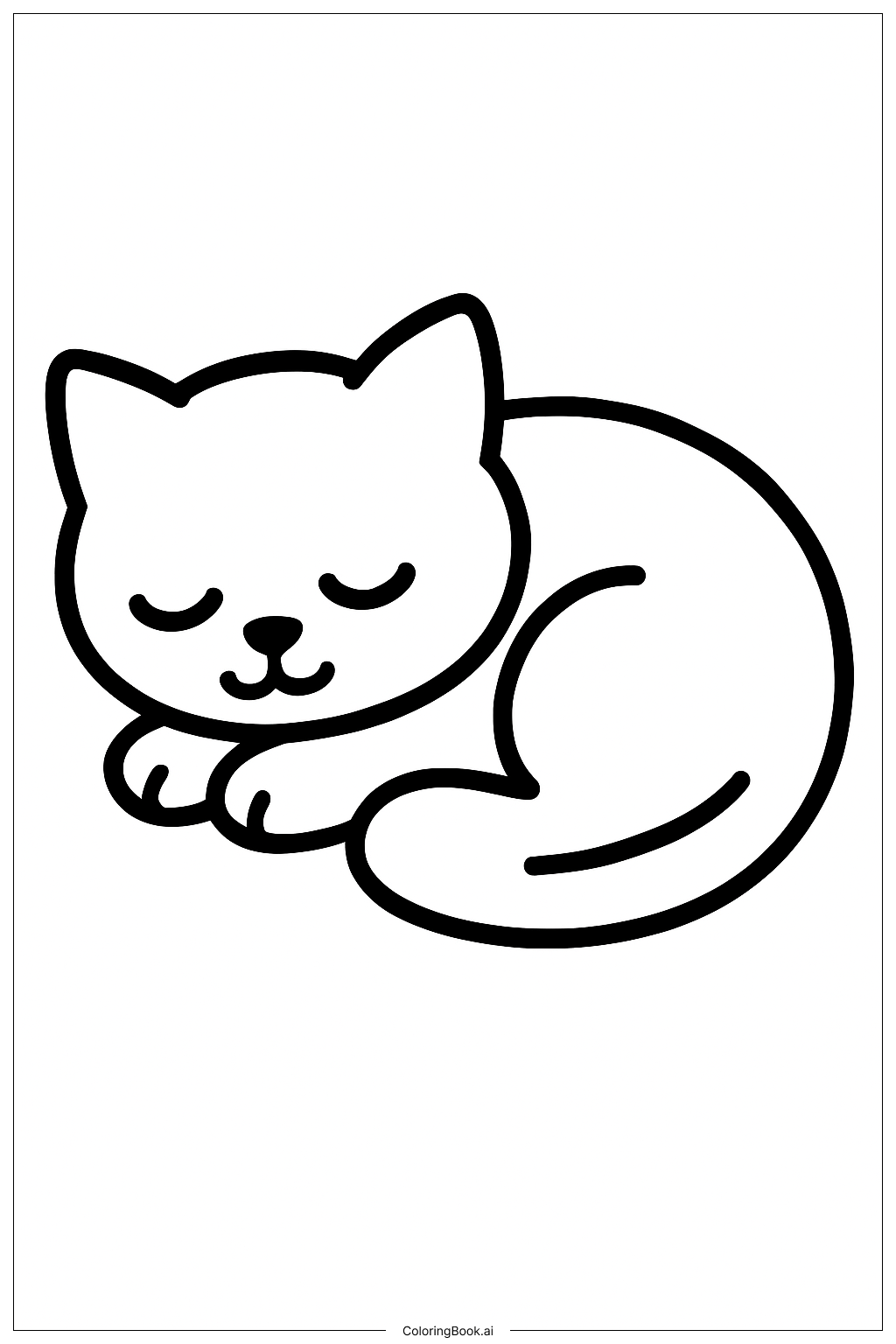  かわいい寝ている子猫の塗り絵ページ 