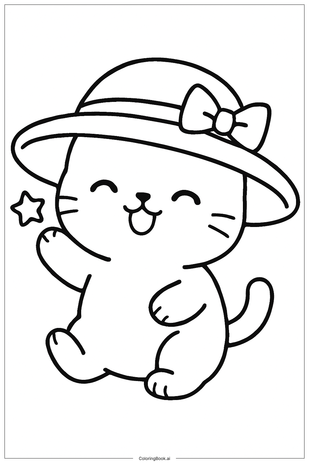  かわいい帽子をかぶった動物の塗り絵ページ 