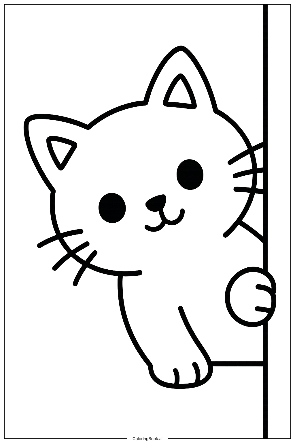  Página para colorir de Gatinho Fofo Espiando 