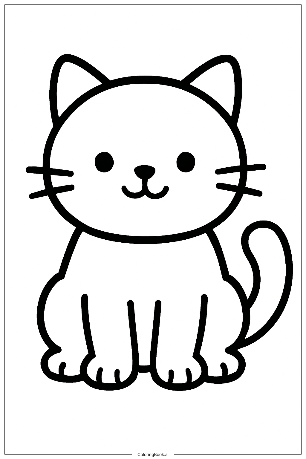  Página para colorir de Gato Fofo Sentado 