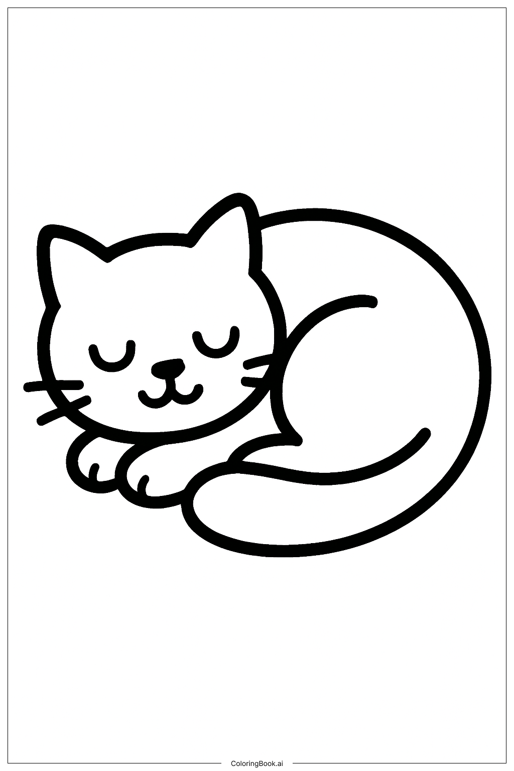  Página para colorir de Gatinho Fofo Dormindo 