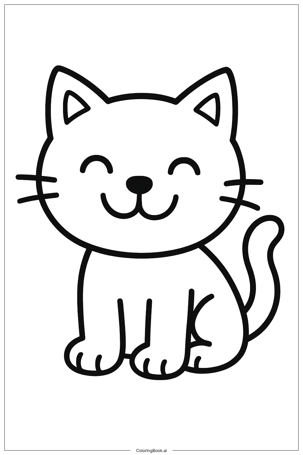  Página para colorir de Gatinho Fofo Sorridente 