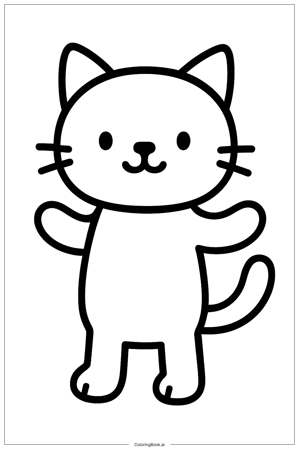  Página para colorir de Gatinho Fofo em Pé 