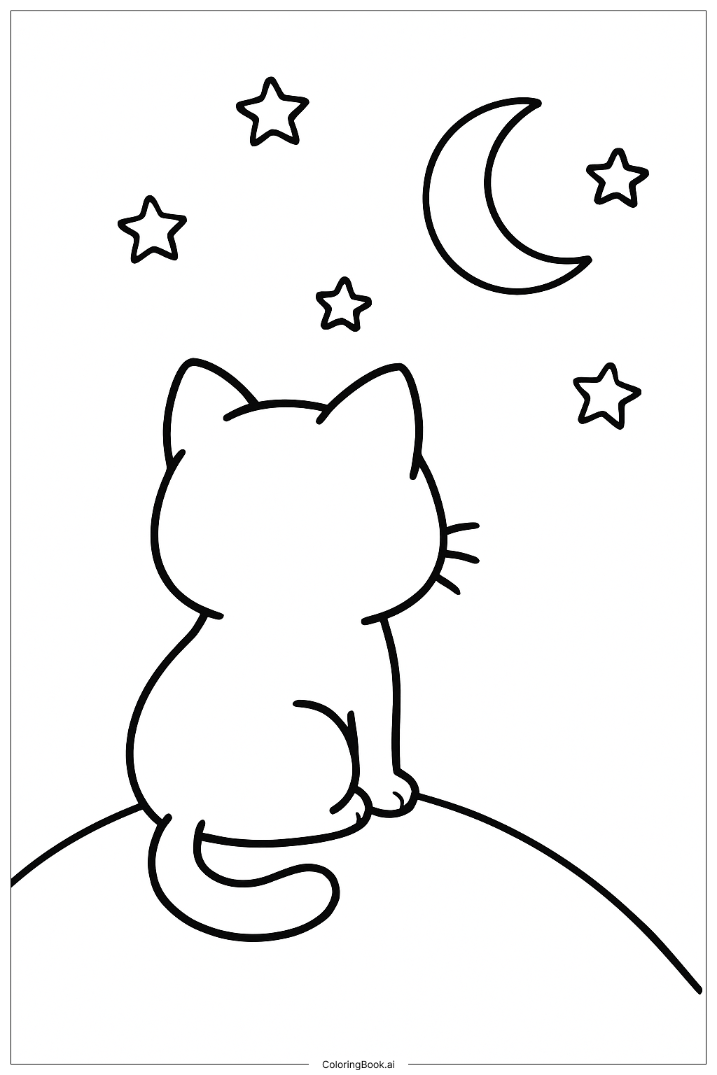 Gatinho Fofo Observando a Lua