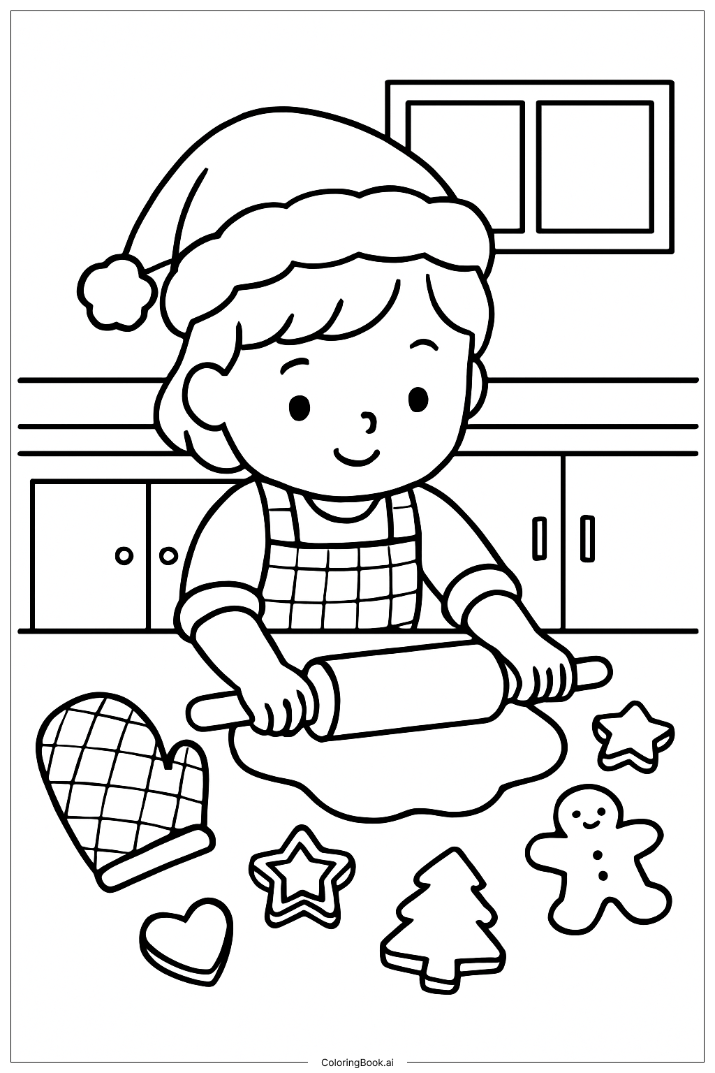  Cute Christmas Baking Cookies Coloring Page 