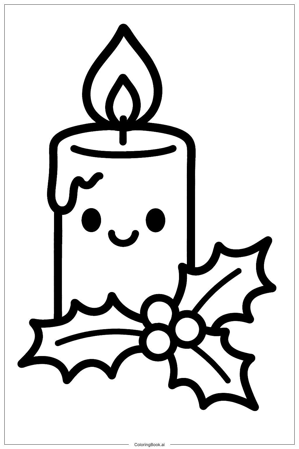  Cute Christmas Candle Coloring Page 