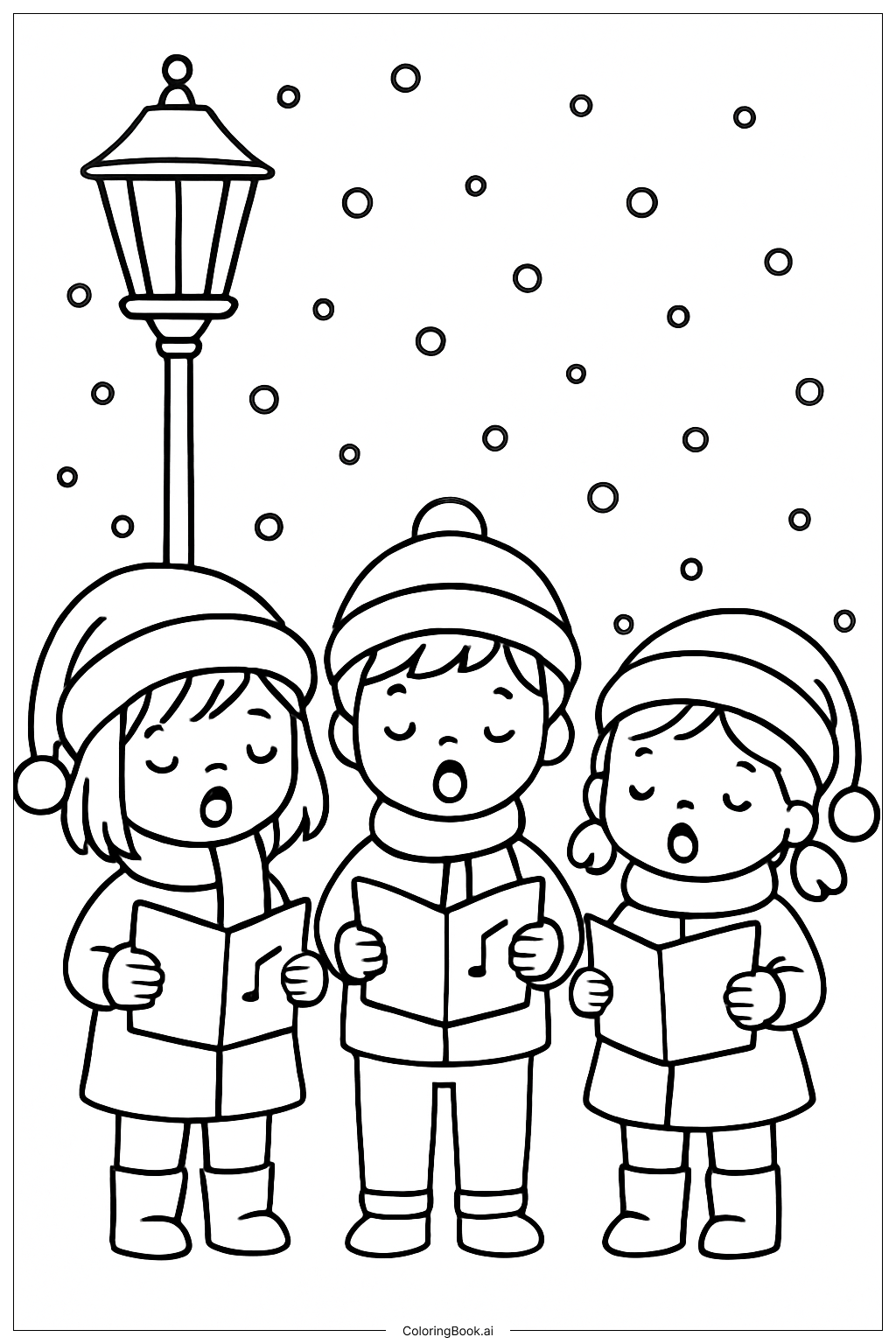  Cute Christmas Carol Singers Coloring Page 