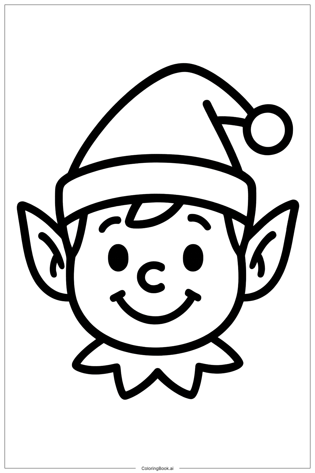  Cute Christmas Elf Face Coloring Page 
