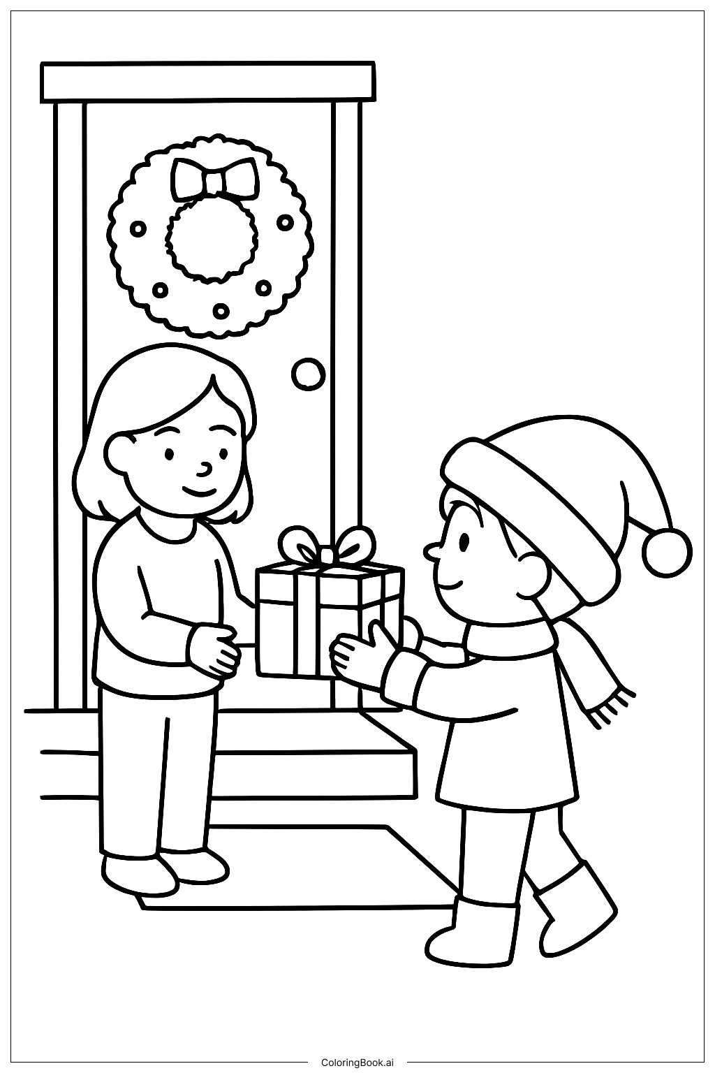  Cute Christmas Gift Delivery Coloring Page 
