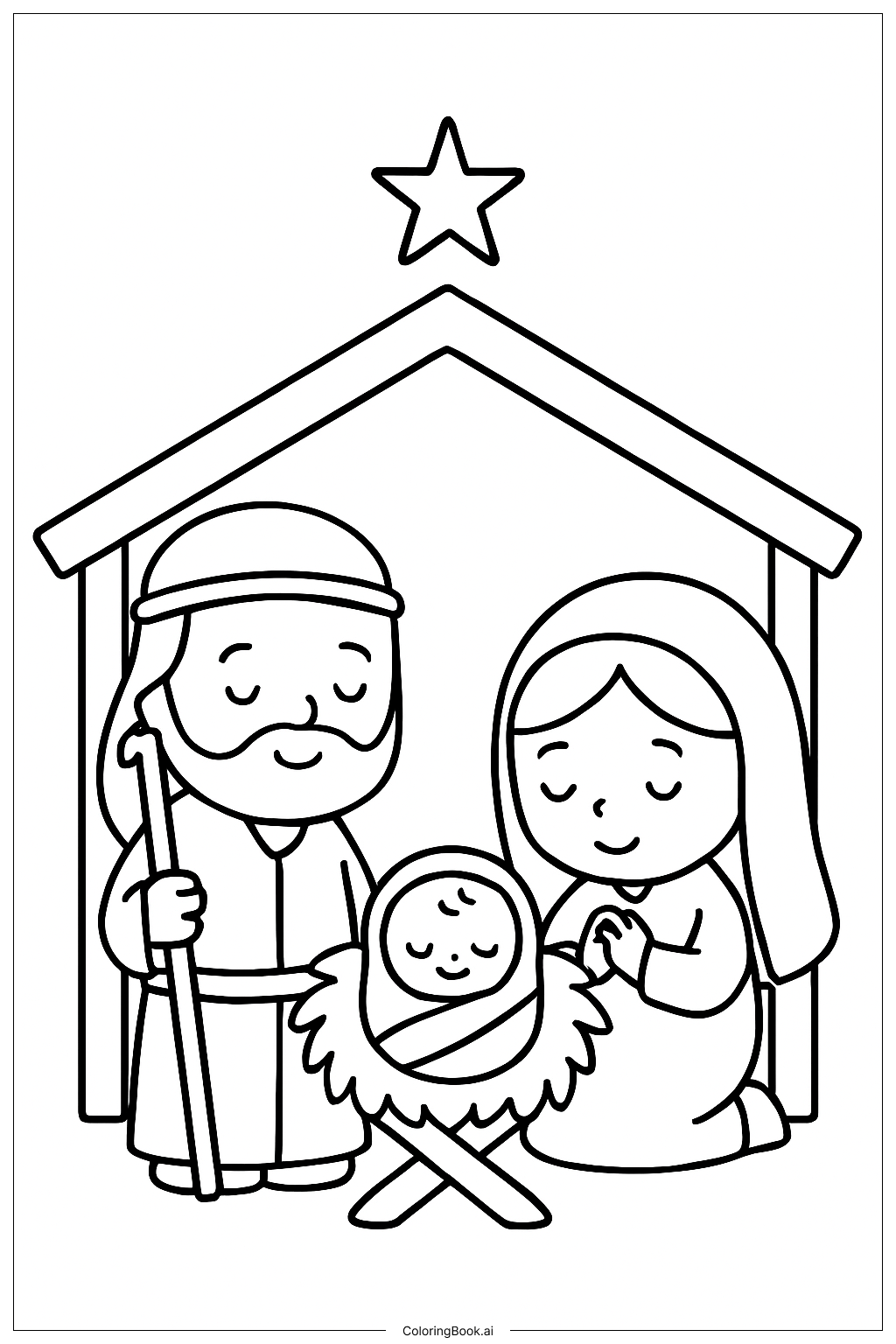  Cute Christmas Nativity Scene Coloring Page 
