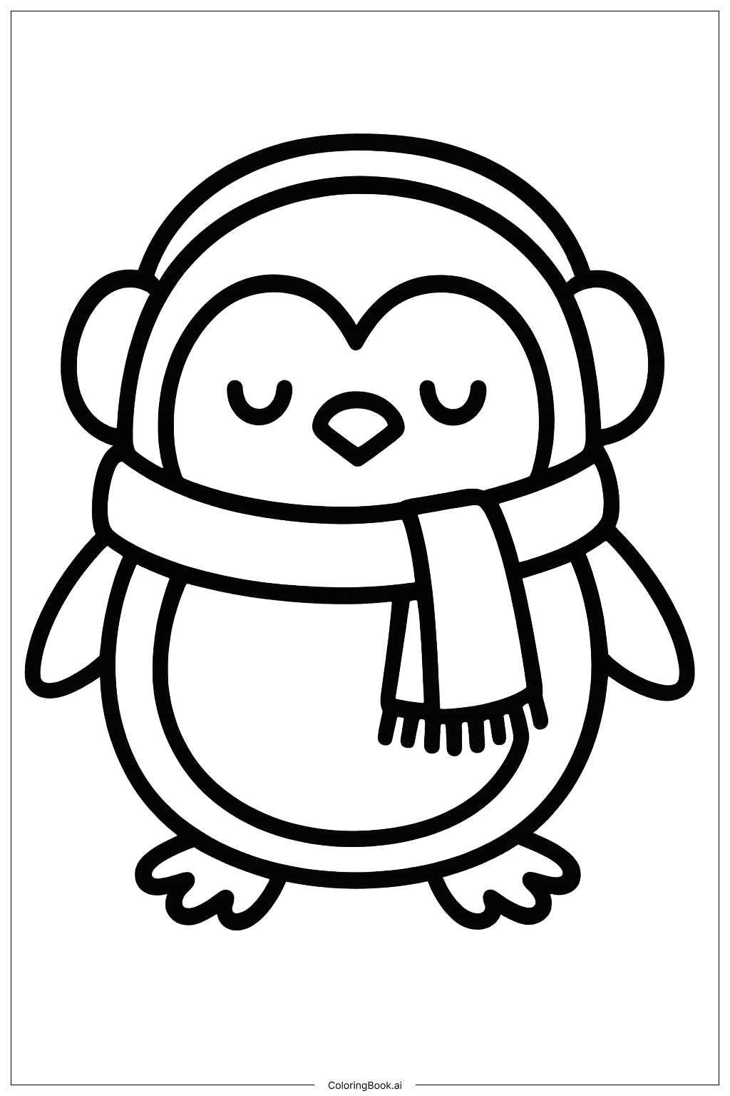  Cute Christmas Penguin Coloring Page 