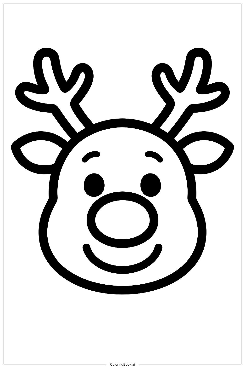  Cute Christmas Reindeer Face Coloring Page 