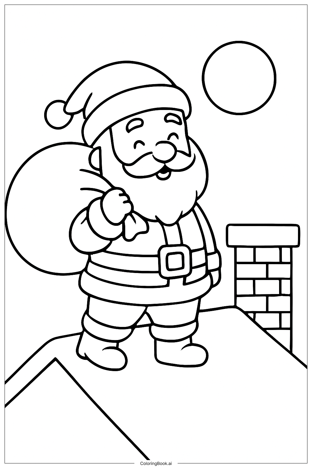  Cute Christmas Santa With Sack Coloring Page 
