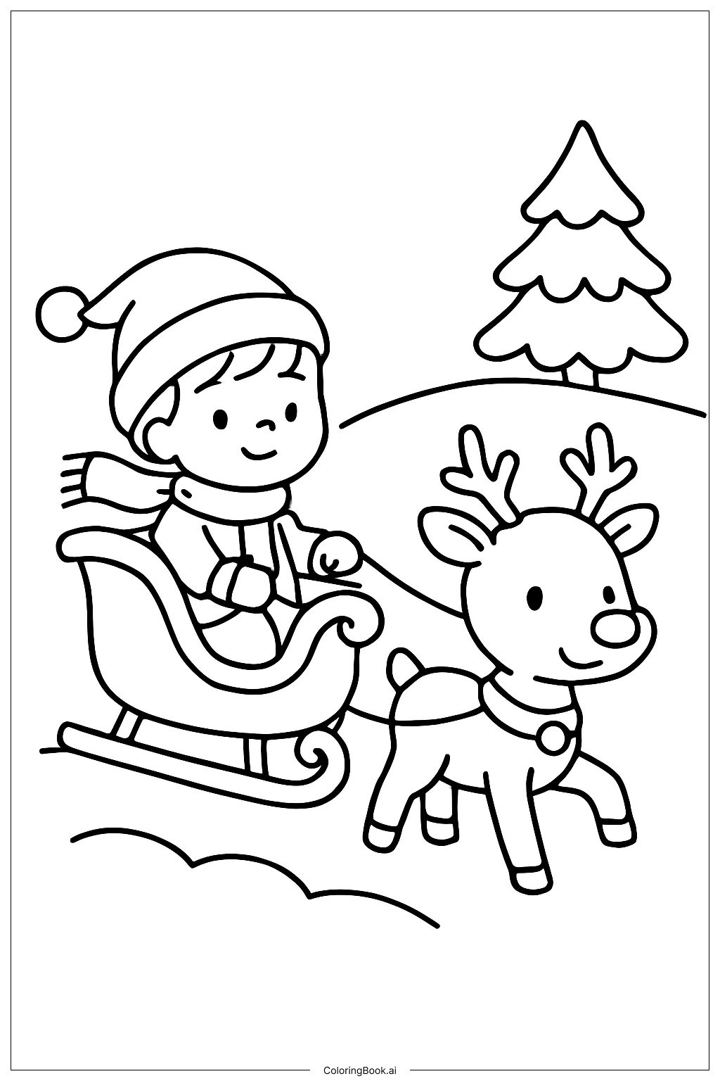  Cute Christmas Sleigh Ride Coloring Page 