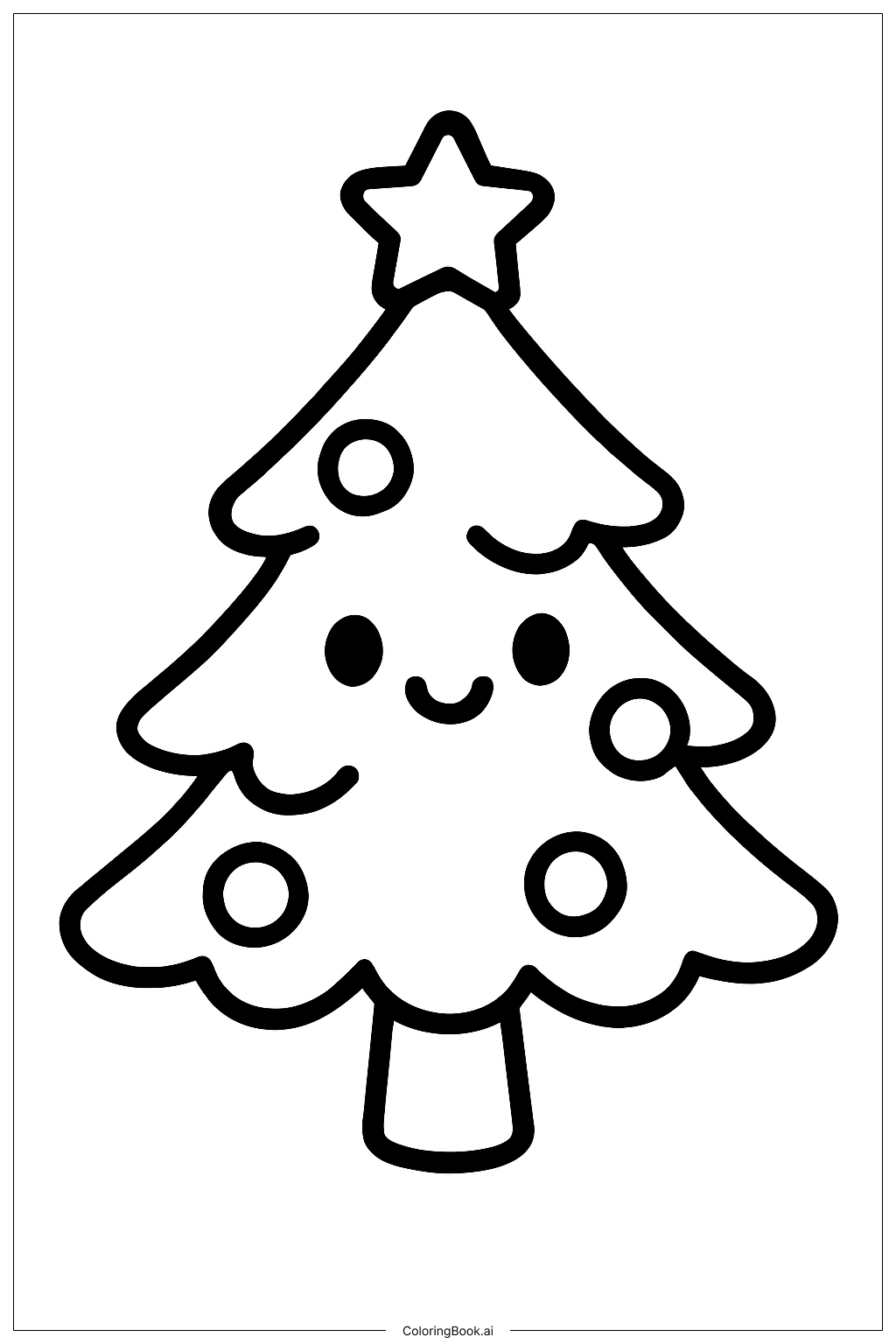 Página para colorir de Árvore de Natal Fofa